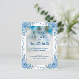 Carte Postale Douche nuptiale à la mode moderne Blue chinoiserie