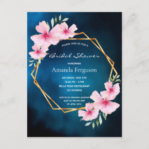 Carte Postale Douche nuptiale bleu bleu bleu rousse floraux rose