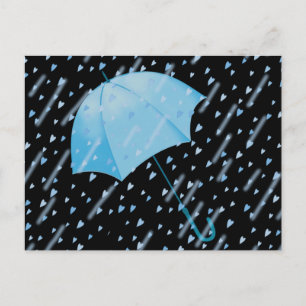 CARTE POSTALE DOUCHES D'AMOUR BLEU EN PARAPLUIE PAR SHARON SHARP