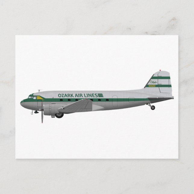 Carte Postale Douglas DC-3 Ozark Airlines (Devant)