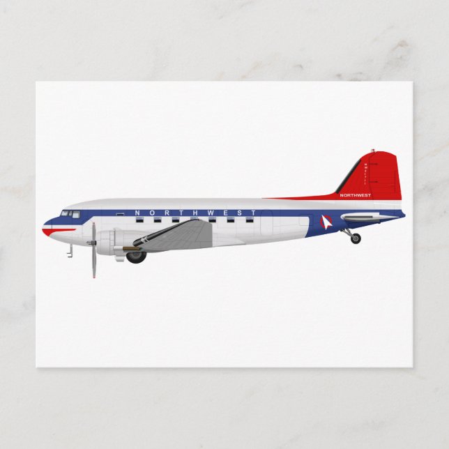 Carte Postale Douglas DC-3 Skytrain Northwest Airlines (Devant)