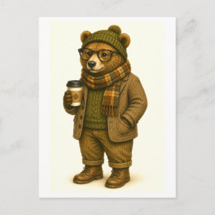 Carte postale d'ours hipster