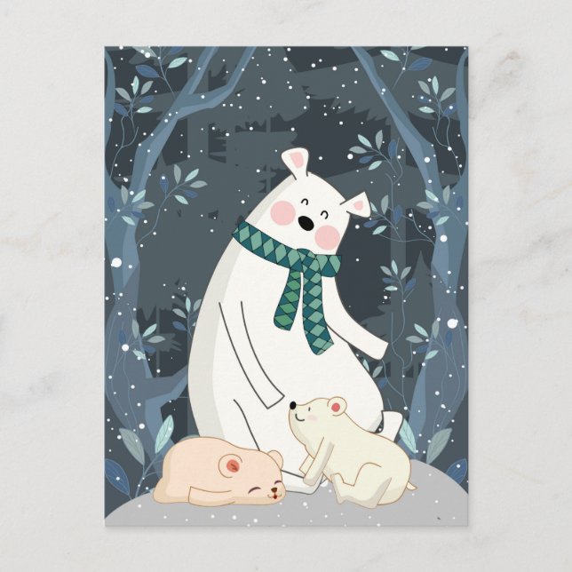 Carte postale d'ours polaires mignons (Devant)