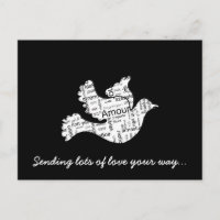 Dove mot typographie amour dans différentes langue