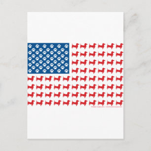Carte Postale Doxie - Dachshund - Drapeau patriotique américain