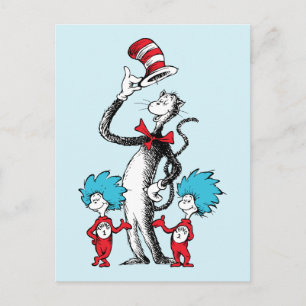 Carte Postale Dr Seuss   Chat dans le Casquette, Chose un & Chos
