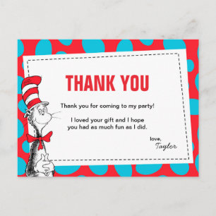Carte Postale Dr Seuss   Chat dans le Merci Casquette d'annivers