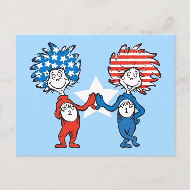Carte Postale Dr. Seuss | Chose Un Chose Deux Graphique Patrioti (Devant)