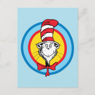 Carte Postale Dr. Seuss Graphisme de tête de Chat dans le Chap