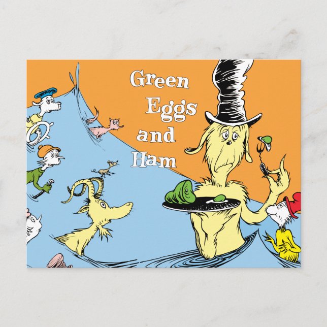 Carte Postale Dr. Seuss Les Œufs verts au jambon Scène de l'eau (Devant)