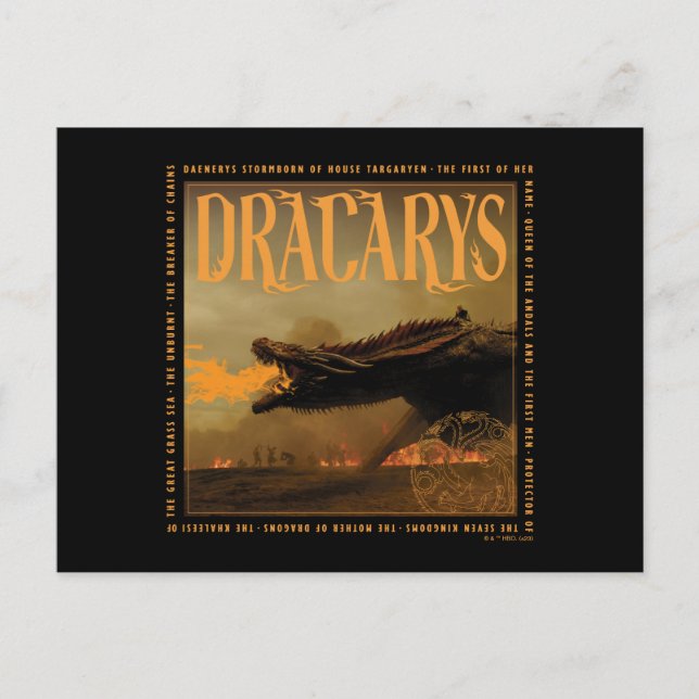 Carte Postale "Dracarys" Drogon Breathing Fire Graphic (Devant)
