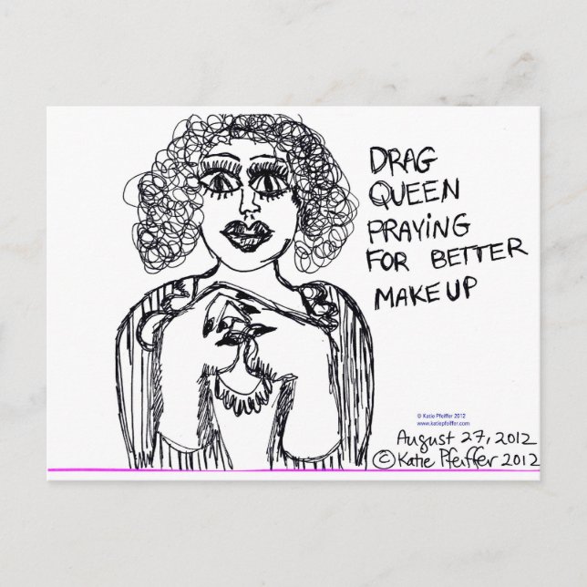 Carte Postale Drag Queen à la recherche d'un meilleur maquillage (Devant)