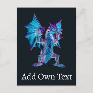Carte Postale Dragon à feu bleu Imaginaire