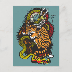 Carte Postale dragon and tiger fight