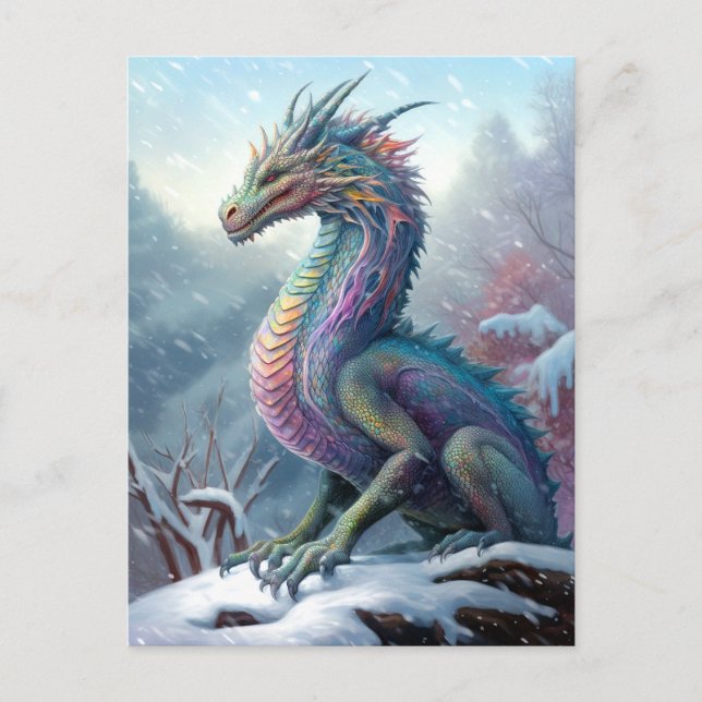 Carte Postale Dragon Arc En Ciel Dans L'Art De L'Imaginaire De N (Devant)