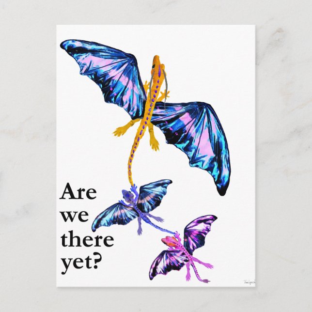 Carte Postale dragon avec deux enfants (Devant)