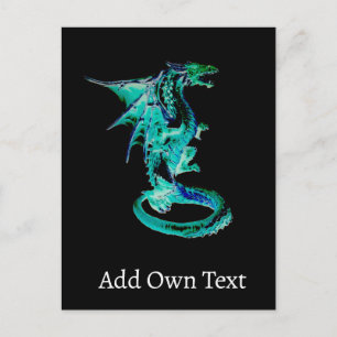 Carte Postale Dragon Bleu Abyssal Fantastique Mythique Sous-Mari