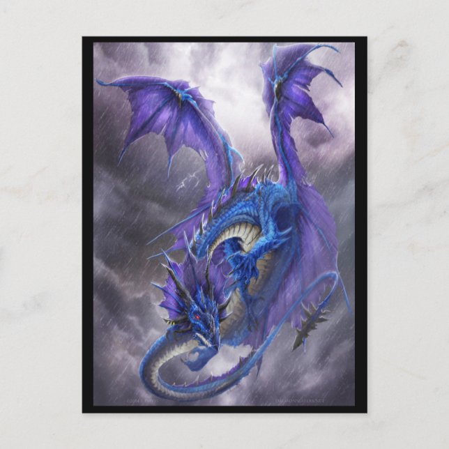 Carte Postale Dragon bleu de tempête (Devant)