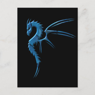 Carte Postale Dragon bleu métallique