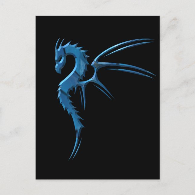 Carte Postale Dragon bleu métallique (Devant)