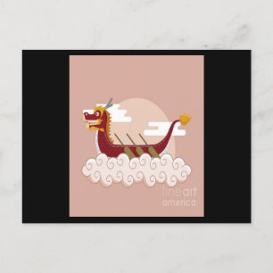 Carte Postale Dragon Boat Chinese Festival Sport Cartoon Nuages