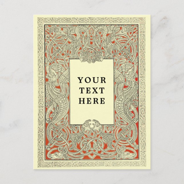 Carte Postale Dragon celtique Viking vintage (Devant)