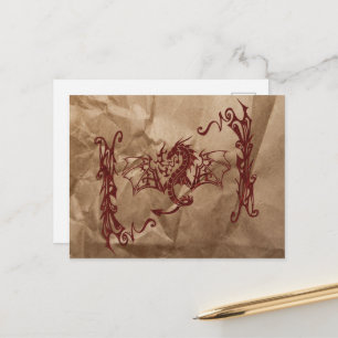 Carte Postale Dragon chinois, Dragon rouge, Imaginaire, Mytholog
