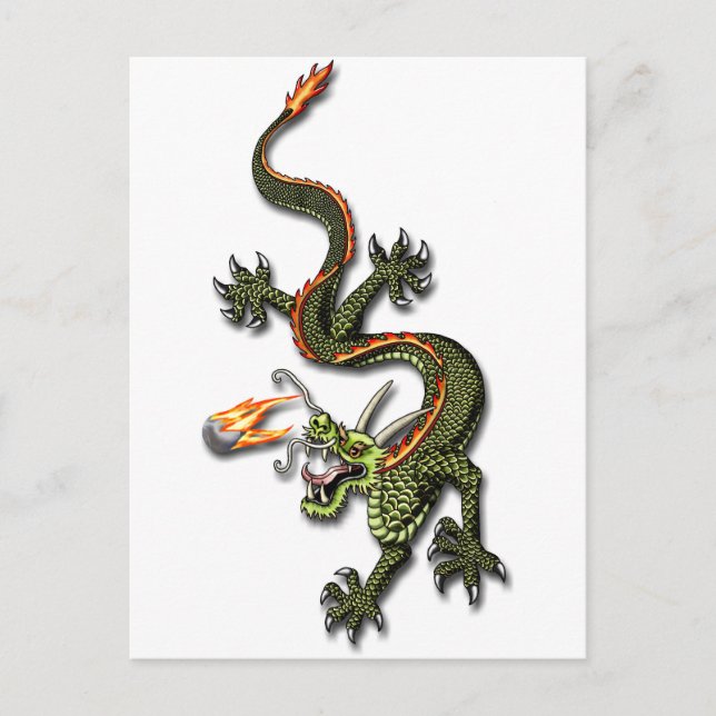 Carte Postale Dragon chinois et Pearl (Devant)