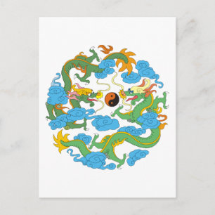 Carte Postale Dragon chinois Yin Yang