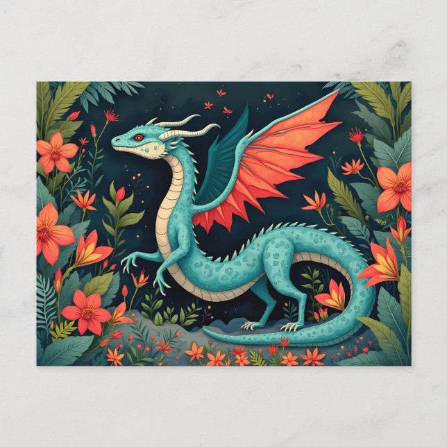 Carte Postale Dragon dans la jungle (Devant)