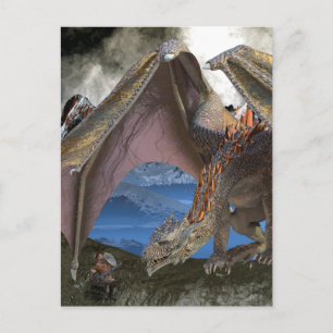 Carte Postale dragon de bronze VS guerrier