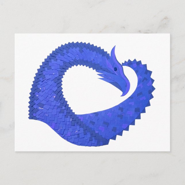 Carte Postale Dragon de coeur bleu sur blanc (Devant)