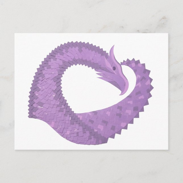 Carte Postale Dragon de coeur violet de lavande blanc (Devant)