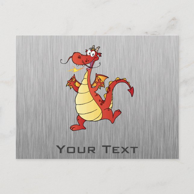 Carte Postale Dragon de dessin ; Aspect métallique (Devant)