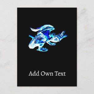 Carte Postale Dragon de Givre Bleu Créature Mythique de Fantaisi
