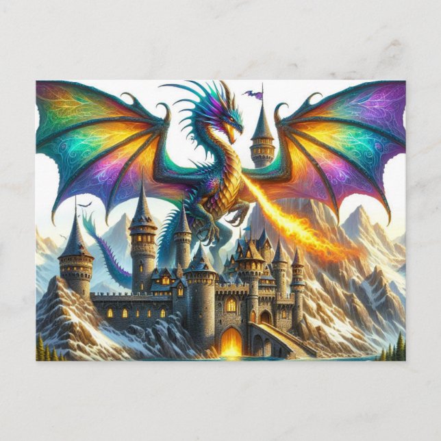 Carte postale Dragon de respiration par feu (Devant)
