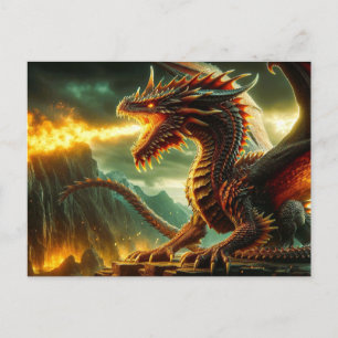 Carte postale Dragon de respiration par feu