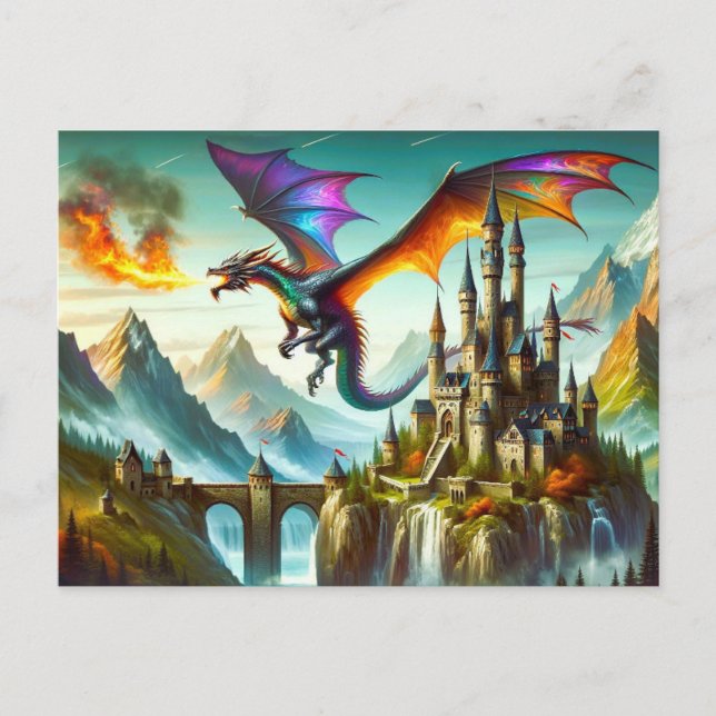 Carte postale Dragon de respiration par feu (Devant)