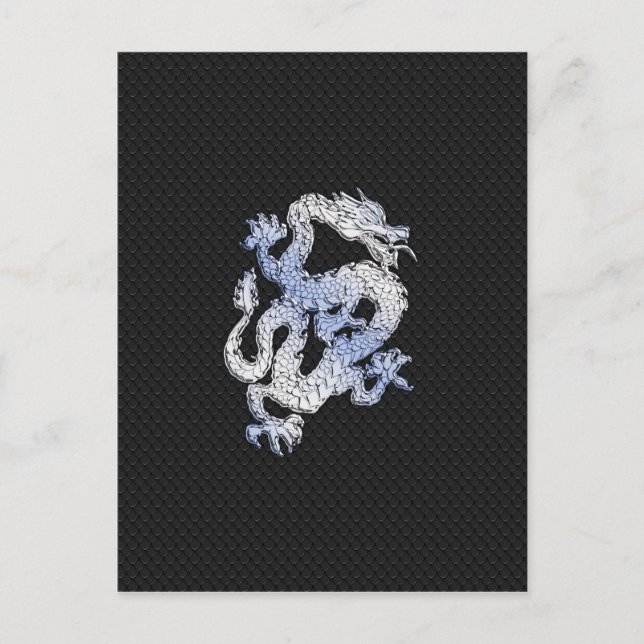 Carte Postale Dragon de style Chrome sur la peau de serpent noir (Devant)
