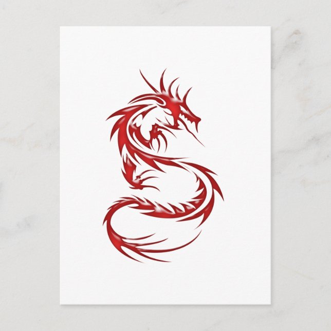 Carte Postale Dragon de tatouage rouge (Devant)