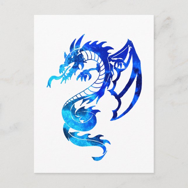 Carte Postale Dragon de tatouage tribal bleu (Devant)
