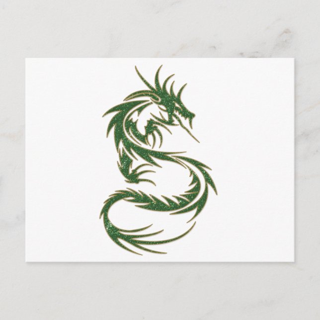 Carte Postale Dragon de tatouage vert (Devant)