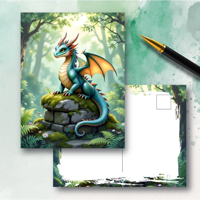 Carte Postale Dragon de Whimsical sur pierre antique (Créateur téléchargé)