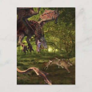 Carte Postale Dragon de wyverne rouge dans la forêt