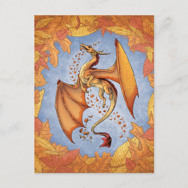 Carte Postale Dragon d'Orange d'Art Imaginaire d'automne (Devant)