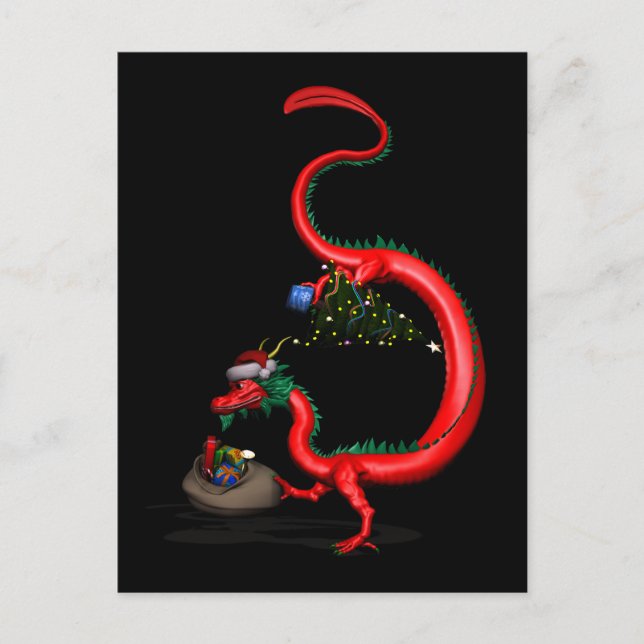 Carte Postale Dragon doux rouge-oriental (Devant)