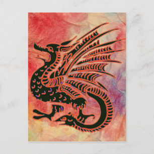 Carte postale Dragon en marbre rose