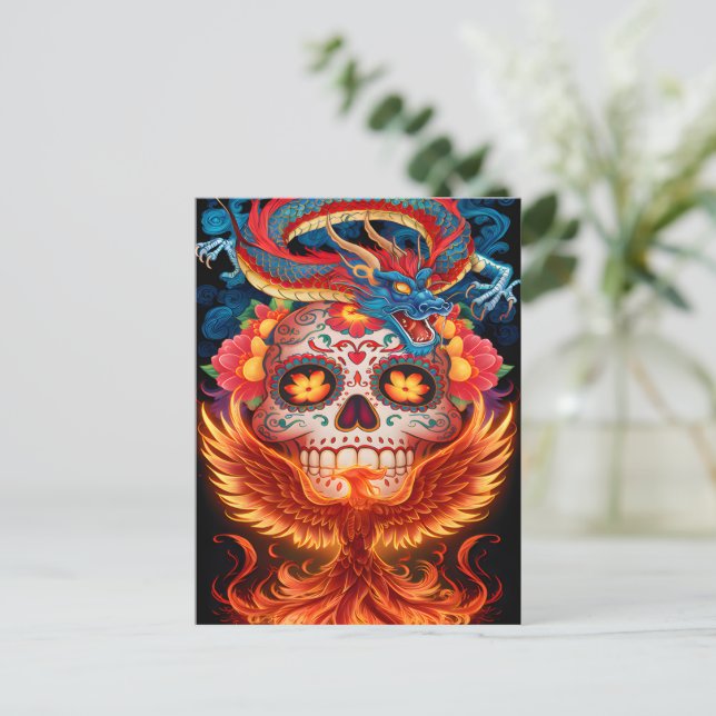Carte Postale Dragon Et Phénix Du Jour Des Morts (Debout devant)