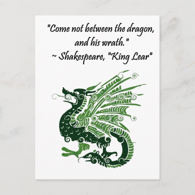 Carte Postale Dragon et sa colère Shakespeare King Lear Dessin (Devant)