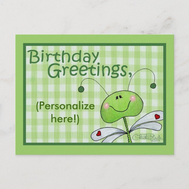Carte Postale Dragon Fly Anniversaire personnalisation (Devant)